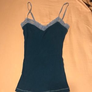 Peacock green tank top with lace top